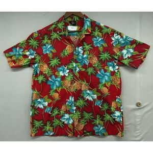 VTG Royal Creations Hawaiian Shirt XL Tropical Floral Pineapple MADE‎ IN HAWAII